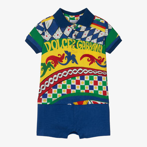 Dolce & Gabbana-Blaue Baby-Baumwoll-Carretto-Shorts für Jungen | Childrensalon