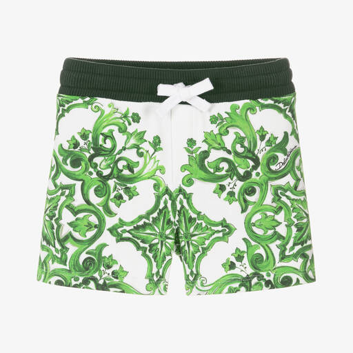 Dolce & Gabbana-Baby Boys Green Cotton Majolica Shorts | Childrensalon