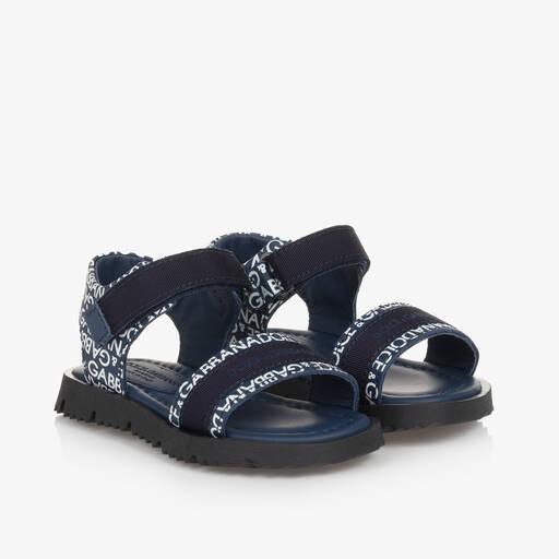 Dolce & Gabbana-Baby Boys Navy Blue Leather Sandals | Childrensalon