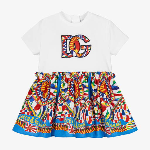 Dolce & Gabbana-فستان قطن جيرسي لون أزرق أطفال بناتي | Childrensalon