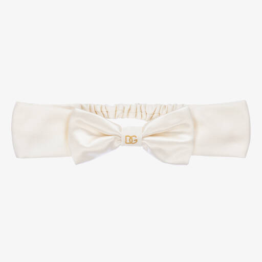 Dolce & Gabbana-Baby Girls Ivory Silk Headband | Childrensalon