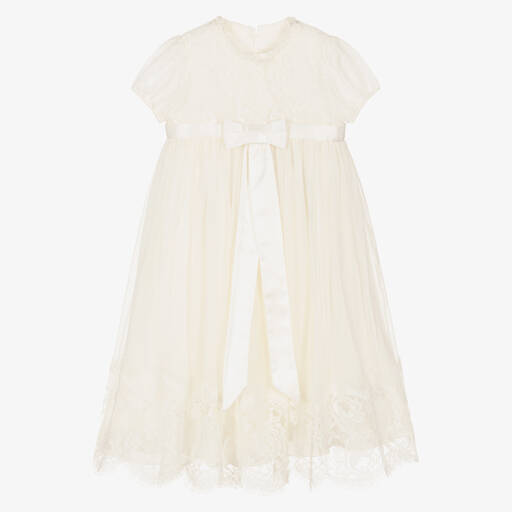 Dolce & Gabbana-Baby Girls Ivory Silk & Lace Gown | Childrensalon