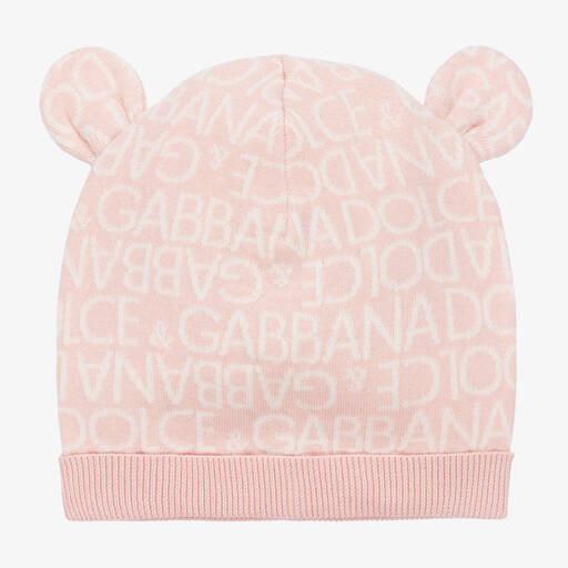 Dolce & Gabbana-Baby Girls Pink Cotton & Cashmere Hat | Childrensalon