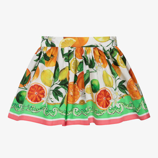 Dolce & Gabbana-Baby Girls Pink Cotton Fruit Print Skirt | Childrensalon