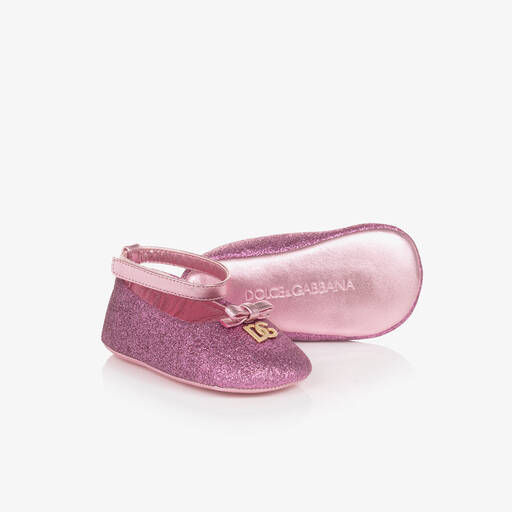 Dolce & Gabbana-حذاء لمرحلة قبل المشي لون زهري  | Childrensalon
