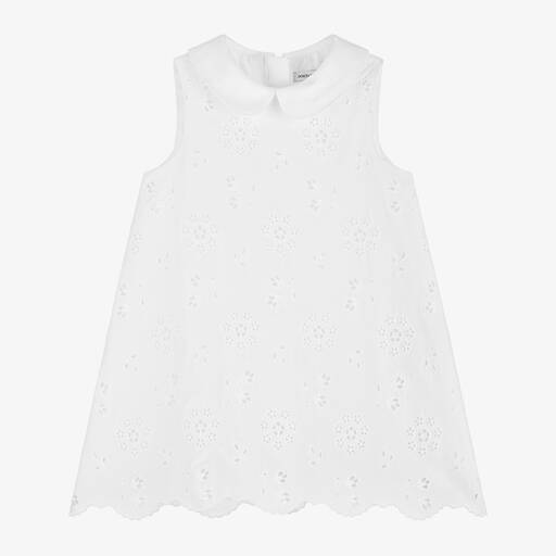 Dolce & Gabbana-Baby Girls White Broderie Anglaise Dress | Childrensalon