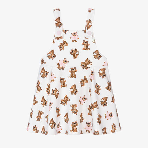 Dolce & Gabbana-Baby Girls White Leo Print Cotton Dress | Childrensalon