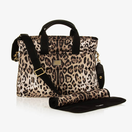 Dolce & Gabbana-Beige Leopard Print Changing Bag (40cm) | Childrensalon