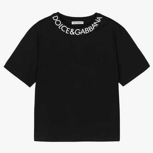 Dolce & Gabbana-Black Cotton Jersey T-Shirt | Childrensalon