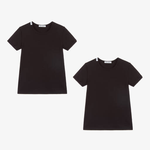 Dolce & Gabbana-Black Cotton T-Shirts (2 Pack) | Childrensalon
