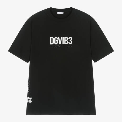 Dolce & Gabbana-Black DG Vibe Cotton T-Shirt | Childrensalon