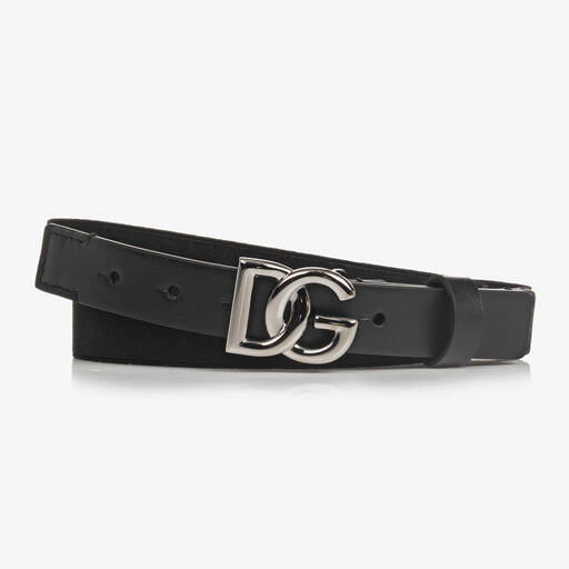 Dolce & Gabbana- حزام DG مرن لون أسود | Childrensalon