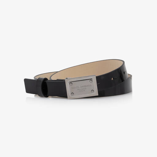 Dolce & Gabbana-Black Patent Leather Belt | Childrensalon