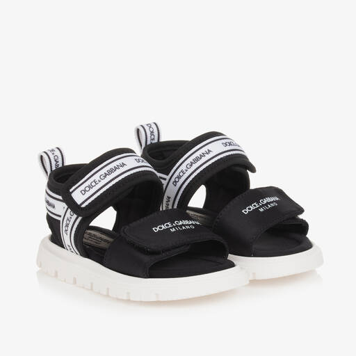Dolce & Gabbana-Black Velcro Baby Sandals | Childrensalon