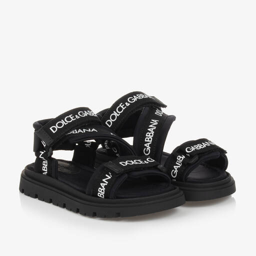 Dolce & Gabbana-Black Velcro Strap Sandals | Childrensalon