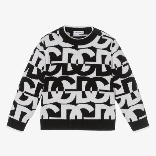 Dolce & Gabbana-Black & White Wool Baby Sweater | Childrensalon