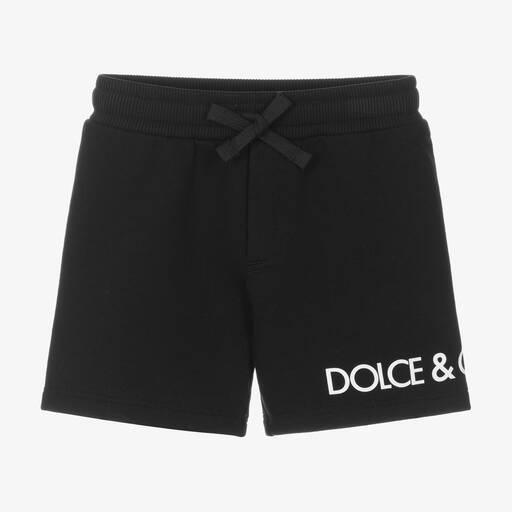 Dolce & Gabbana-شورت قطن جيرسي لون أسود للأولاد | Childrensalon