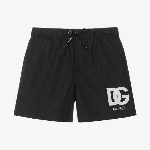 Dolce & Gabbana-Boys Black DG Swim Shorts | Childrensalon