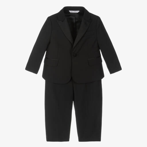Dolce & Gabbana-بدلة مزيج صوف لون أسود للمواليد - قطعتين | Childrensalon