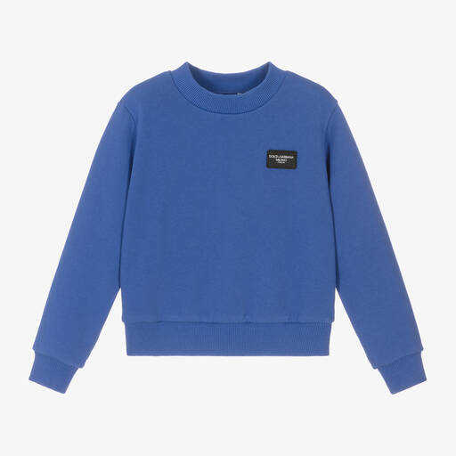 Dolce & Gabbana-Boys Blue Cotton Sweatshirt | Childrensalon