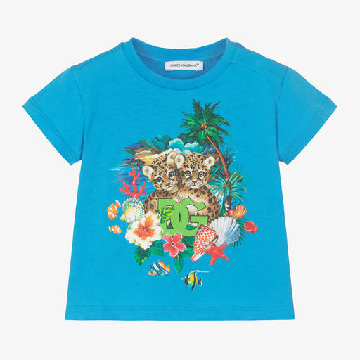 Dolce & Gabbana-Boys Blue Cotton T-Shirt | Childrensalon