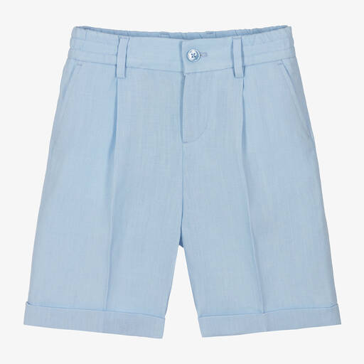 Dolce & Gabbana-Boys Blue Linen Shorts | Childrensalon