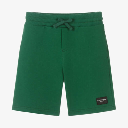 Dolce & Gabbana-Boys Green Cotton Jersey Shorts | Childrensalon