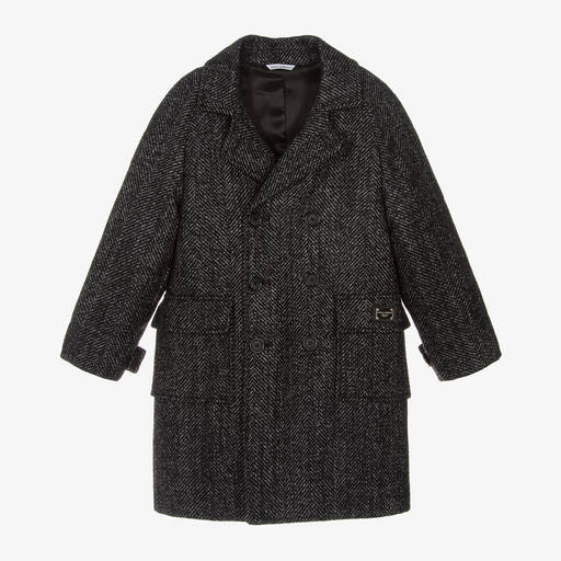 Dolce & Gabbana-Boys Grey Wool Coat | Childrensalon