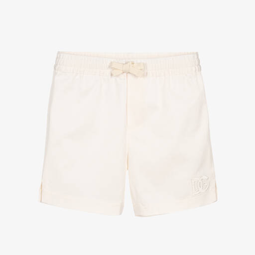 Dolce & Gabbana-Boys Ivory Cotton Crossover DG Shorts | Childrensalon