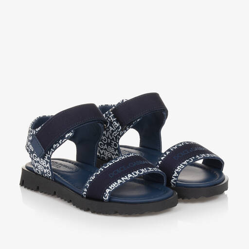 Dolce & Gabbana-Синие кожаные сандалии для мальчиков | Childrensalon