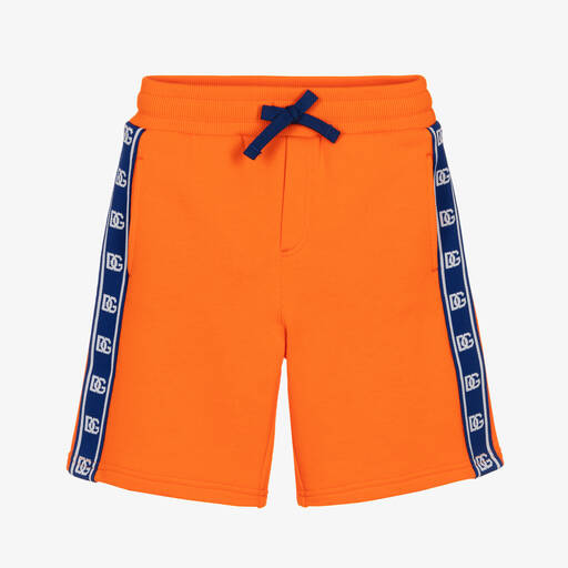 Dolce & Gabbana-Boys Orange Cotton DG Tape Shorts | Childrensalon