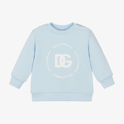 Dolce & Gabbana-Boys Pale Blue Cotton Sweatshirt | Childrensalon