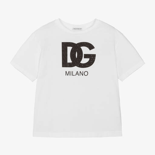 Dolce & Gabbana-تيشيرت قطن لون أبيض للأولاد | Childrensalon