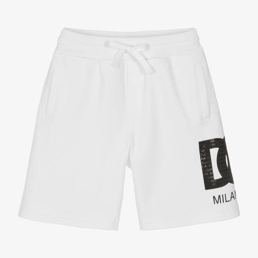 Dolce & Gabbana-Boys White Cotton Jersey DG Shorts | Childrensalon