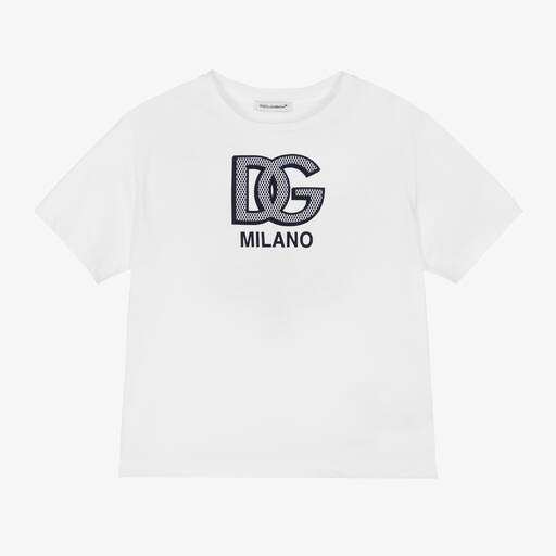 Dolce & Gabbana-Белая футболка из хлопкового джерси для мальчиков | Childrensalon