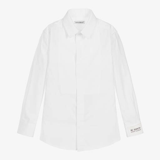 Dolce & Gabbana-Boys White Cotton Re-Edition Shirt | Childrensalon