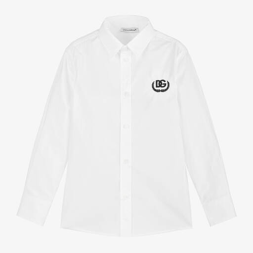 Dolce & Gabbana-Boys White Cotton Shirt | Childrensalon