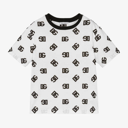 Dolce & Gabbana-Boys White Cotton T-Shirt | Childrensalon