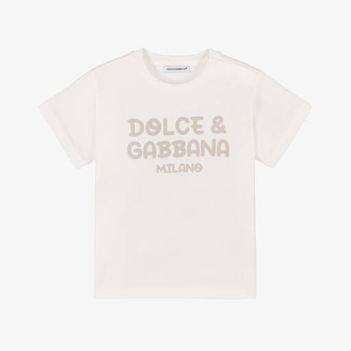 Dolce & Gabbana- تيشيرت قطن لون أبيض للأولاد | Childrensalon