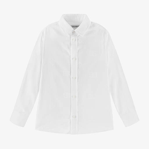 Dolce & Gabbana-Boys White DG Cotton Shirt | Childrensalon