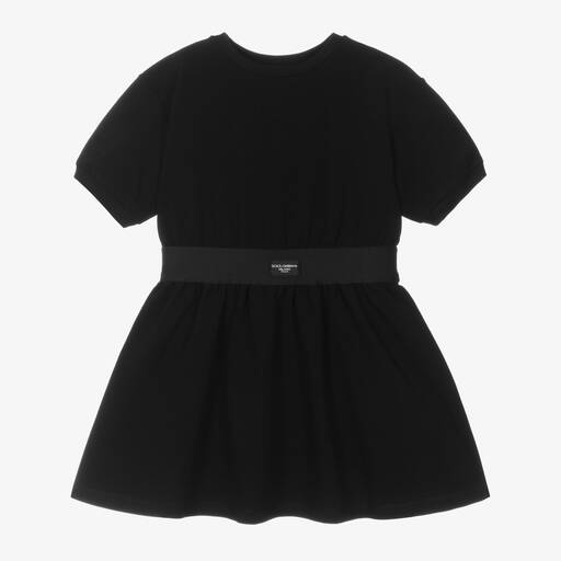 Dolce & Gabbana-Girls Black Cotton Jersey Dress | Childrensalon