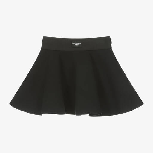 Dolce & Gabbana-Girls Black Cotton Jersey Skater Skirt | Childrensalon