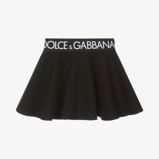 Dolce & Gabbana-Girls Black Cotton Jersey Skirt | Childrensalon