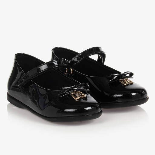 Dolce & Gabbana-Girls Black Patent Leather Shoes | Childrensalon