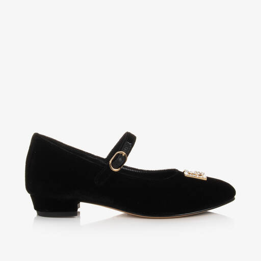 Dolce & Gabbana-حذاء بسيّر مخمل لون أسود للبنات | Childrensalon