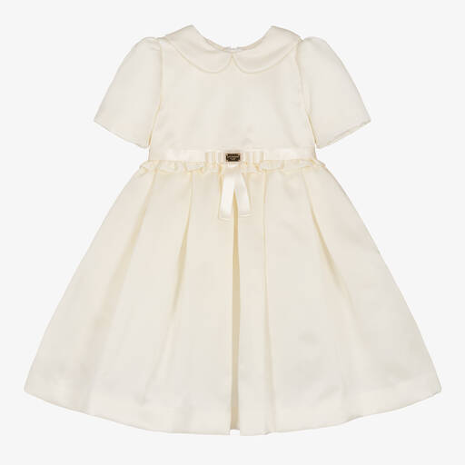 Dolce & Gabbana-Girls Ivory Bow Silk Dress | Childrensalon