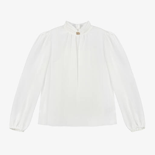 Dolce & Gabbana-Girls Ivory Silk Blouse | Childrensalon