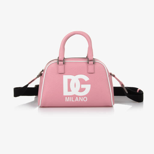 Dolce & Gabbana-Girls Pink Bowling Style Shoulder Bag (18cm) | Childrensalon