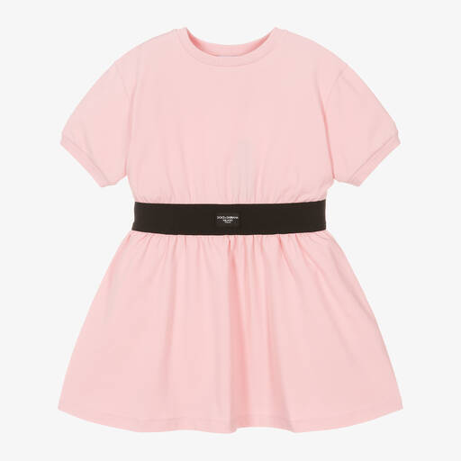 Dolce & Gabbana-Girls Pink Cotton Jersey Dress | Childrensalon