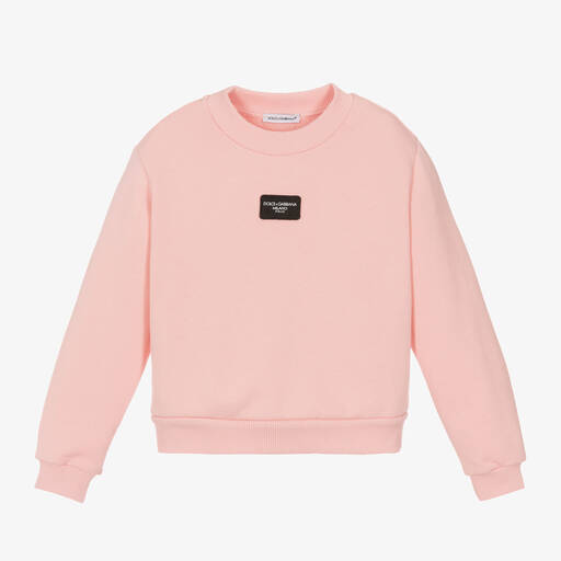 Dolce & Gabbana-Girls Pink Cotton Sweatshirt | Childrensalon